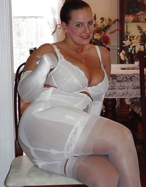 Lace Vintage Panty Porn - White High Waist Long Leg Side Zip Panty Girdle White Bra White Satin  Gloves and Sheer White Stockings