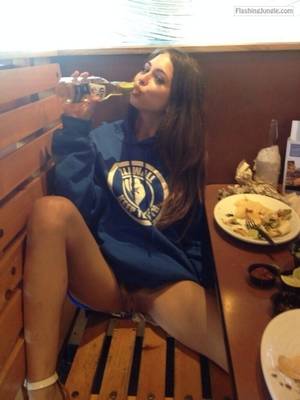 cheerleader upskirt bent over nude - Pantyless cheerleader Riley Reid drink beer in restaurant