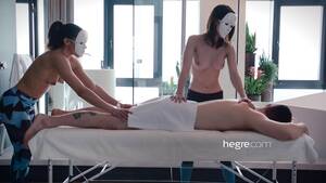 four hand erotic massage - Hegre - Four Hands Masked Lingam Massage