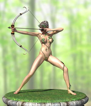 3d Archer - Skinny elven archer showing her small tits and toned muscles