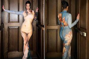 Kourtney Kardashian Porn - Kourtney Kardashian Wears Daring Balmain Optical Illusion Dress