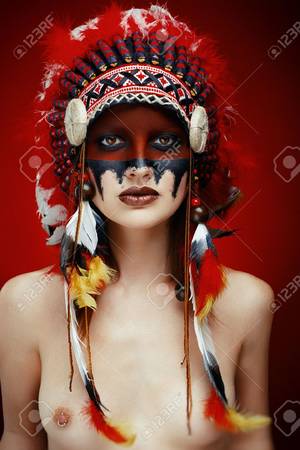 indian squaw naked - Beautiful nude young native American Indian woman Stock Photo - 53466819