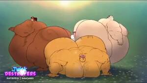 Chubby Porn Cartoon Squish - 3 fat men squashing a skinny boy - ThisVid.com