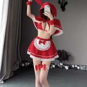 Christmas Maid Porn - Porn Women Sexy Lingerie Maid Uniform Outfits Cosplay Exotic Costumes  Christmas Red Santa Open Chest With Lace Skirt - Exotic Costumes -  AliExpress
