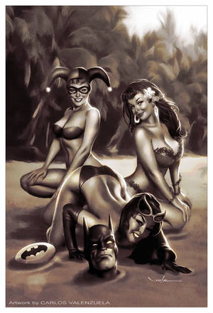 Cheetah Cartoon Batman Porn - Amazing retro Batman bad girls ~ Harley Quinn, Poison Ivy, and Catwoman.  Artwork by Carlos Valenzuela.