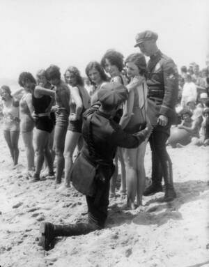 hot slut wives nude beach - 1929: Bathing suit police/beach censors enforcing modesty at Venice Beach,  Cal . : r/Damnthatsinteresting