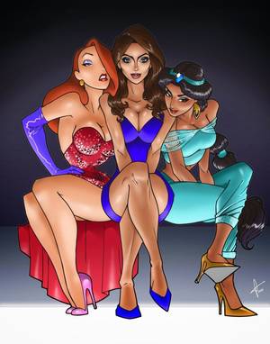 famous cartoon sex roger rabit - Illustration of Jessica Rabbit, Yasmine Petty and Jasmine Sitting front row  at a fashion show