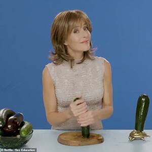 Gillian Anderson Sex - Gillian Anderson performs sex act on a courgette in VERY raunchy clip from  Netflix's Sex Education | Daily Mail Online