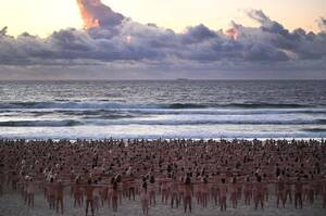 australian topless beach babes - Naked volunteers pose for Tunick artwork on Bondi Beach - BBC News