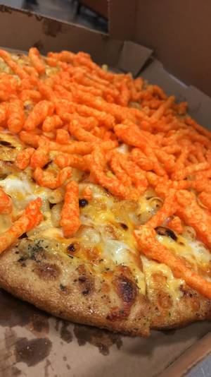 Chuck E Cheese Porn - The Cheetos Mac and Cheesy Pizza from Chuck E. Cheese in real life.