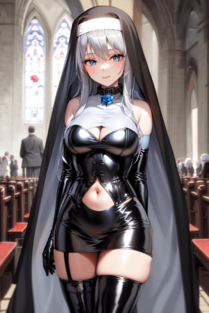 anime in latex - Silver-Haired Latex Nun - Anime Porn Vids