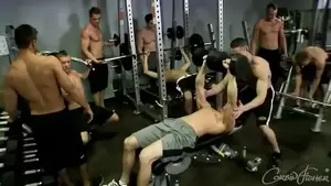 bareback gym gangbang - Massive gay orgy with muscled guys in the gym - GayGo.tv tube