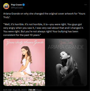 Ariana Grande Forced Porn - Ariana Grande changes album cover due to fan pressure. The bigger question  why is a fan calling her \