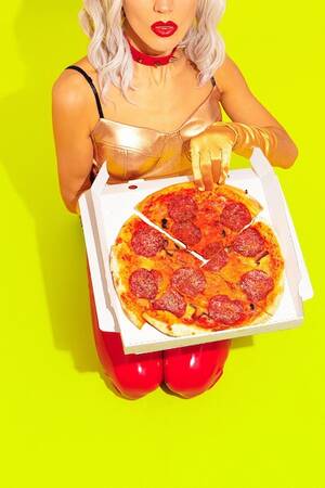 Girl Food Porn - Premium Photo | Fashion creative design minimal art pizza addict sexy  hungry girl food porn concept