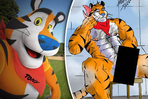Animal Cartoon - Tony the Tiger as he is marketed, left, and right, some explicit fan
