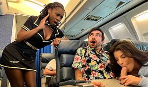 airplane - The guy arranged a group sex with a girlfriend and a pretty mulatto - free  porn HD