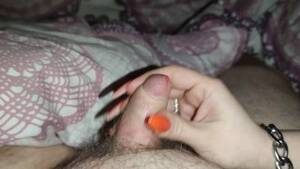 cum on dick - He loves it when i make his little dick cum with my orange long nails *cum  runs on my long nails* - Free Porn Videos - YouPorn