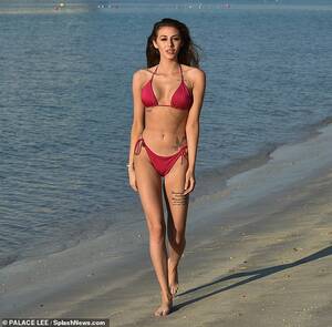 brunettes on nude beach - Too Hot To Handle's Chloe Veitch sizzles in a tiny red bikini in Dubai |  Daily Mail Online