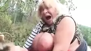 granny huge tits screwing - Big Tit Granny Fucks in the Woods | xHamster