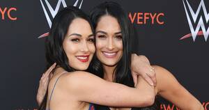 Brie Wwe Porn - Nikki and Brie Bella bare twinning baby bumps in nude photo shoot