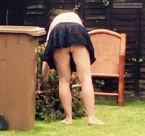 granny upskirt panties - Granny gardening pantyless caught by voyeur