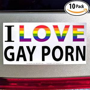 Ego Gay Porn - Witty Yetis I Love Gay Porn Bumper Sticker 10 Decal Prank Pack. Ram a Mighty