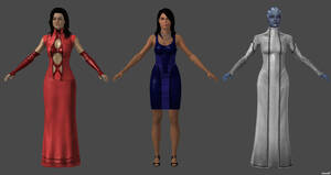 Mass Effect 3 Edi Outfits Porn - Ashley, Liara and Miranda, Citadel Dress by nach77 on DeviantArt