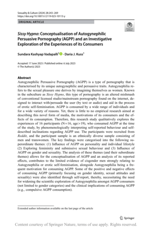 Forced Bi Hypno Porn - PDF) Sissy Hypno: Conceptualisation of Autogynephilic Persuasive  Pornography (AGPP) and an Investigative Exploration of the Experiences of  its Consumers