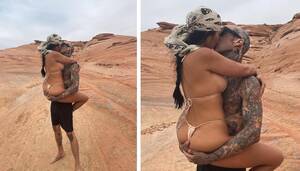 Kourtney Kardashian Porn - Nearly Naked Kourtney Kardashian Kisses Boyfriend Travis Barker In Steamy  Instagram Pic