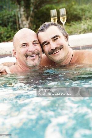 Hairy Gay Porn Pool - Happy Mature Gay Men In Hot Tub Portrait High-Res Stock Photo - Getty Images