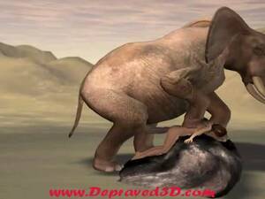 3d Elephant Porn - Horny elephant enjoys abusing a human in the desert - LuxureTV
