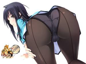 anime hentai thong - ass black_hair game_cg iizuki_tasuku izumi_wakoto lovely_x_cation panties  pantyhose seifuku underwear