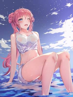 Cute Anime Girl Swimsuit Porn - Cute red haired girl enjoy her summer vacation