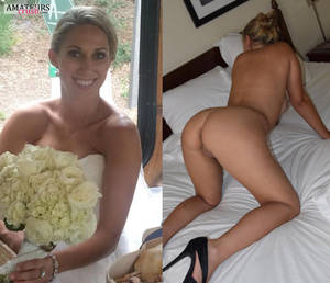 hairy nudist weddings - Bent over wife showing curvy ass in bridal nude wedding dress on and off  picture. â€œ