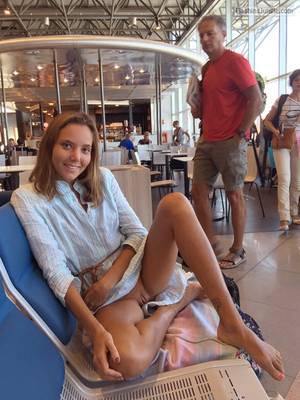 flasher public upskirt no panties - Katya Clover happy without panties on the airport