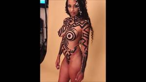 ebony body paint - Compilation of big booty ebonies posing naked with body art on them