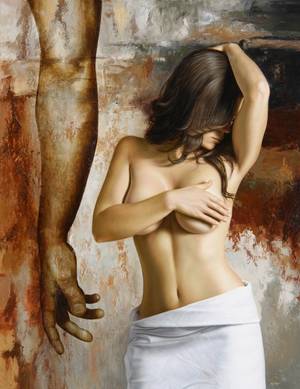 indian sexy painting - Paintings of Women - Hyper Realistic Nude Paintings of Women