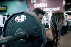 gym exercise - Hot babe Anllela Sagra squats with her boyfriend
