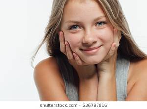 free junior tits - Cute teenage girl freckles woman face closeup portrait with healthy skin